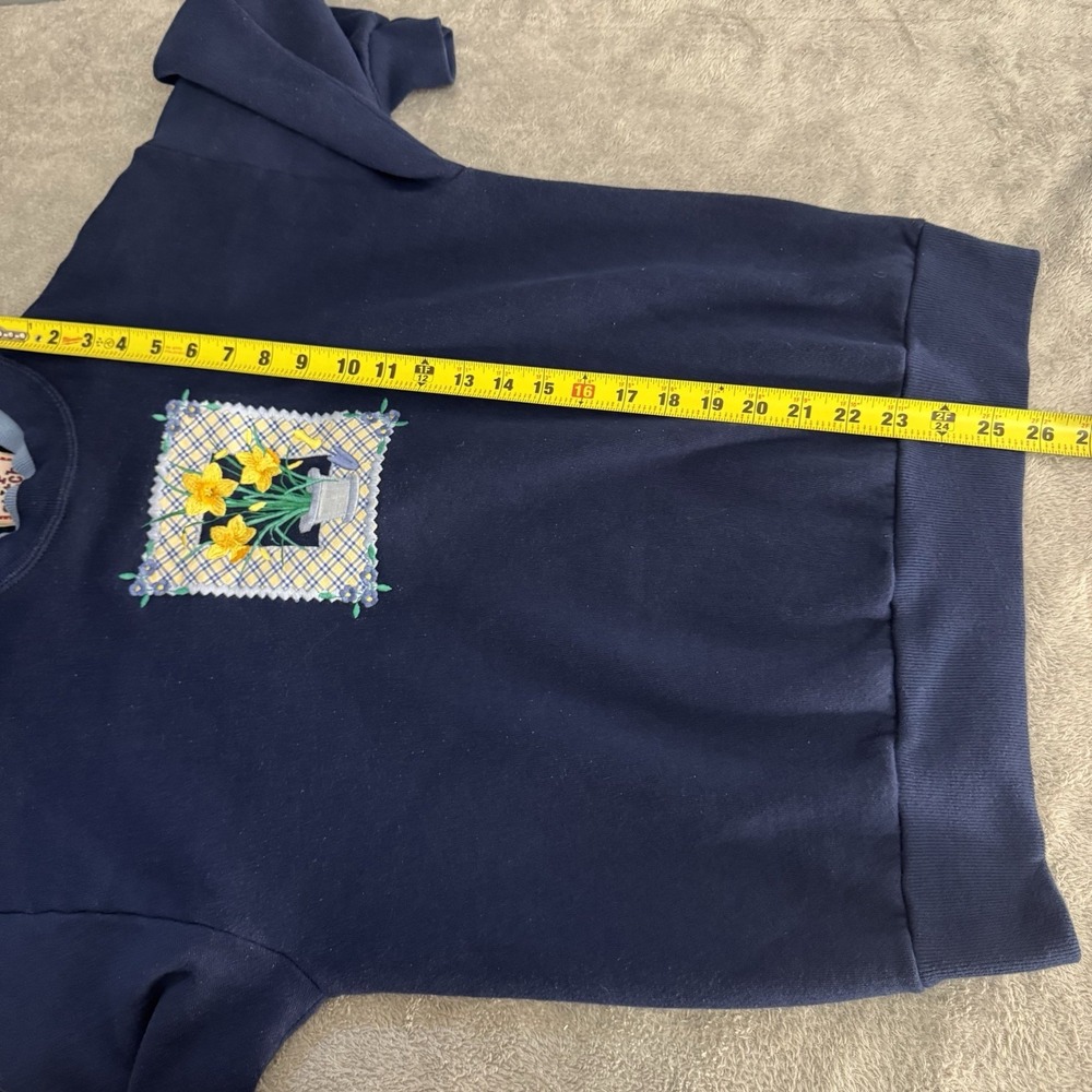 Vintage Morning Sun Collared Cottagecore‎ Embroidered Grandma Sweatshirt L USA - Picture 6 of 7